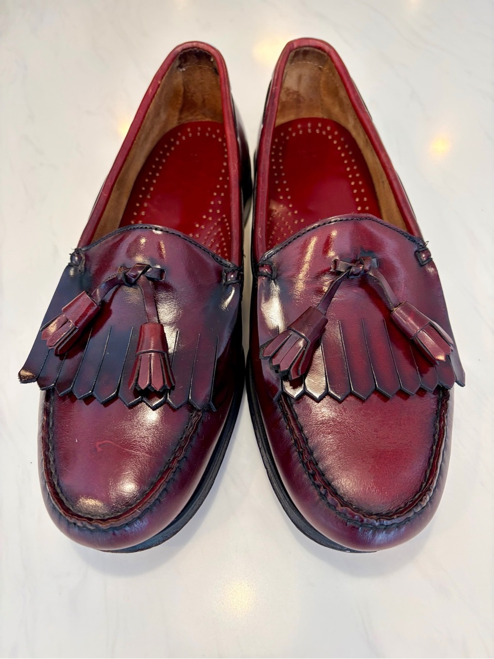 Vintage G.H. Bass Weejuns Oxblood/Burgundy Kiltie Tassel Loafers